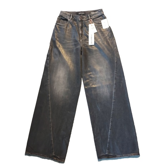 Purple Brand Jeans Women's 28 X 32"  Black Baggy High Rise Twisted Seam # D2009‎ - Picture 1 of 16